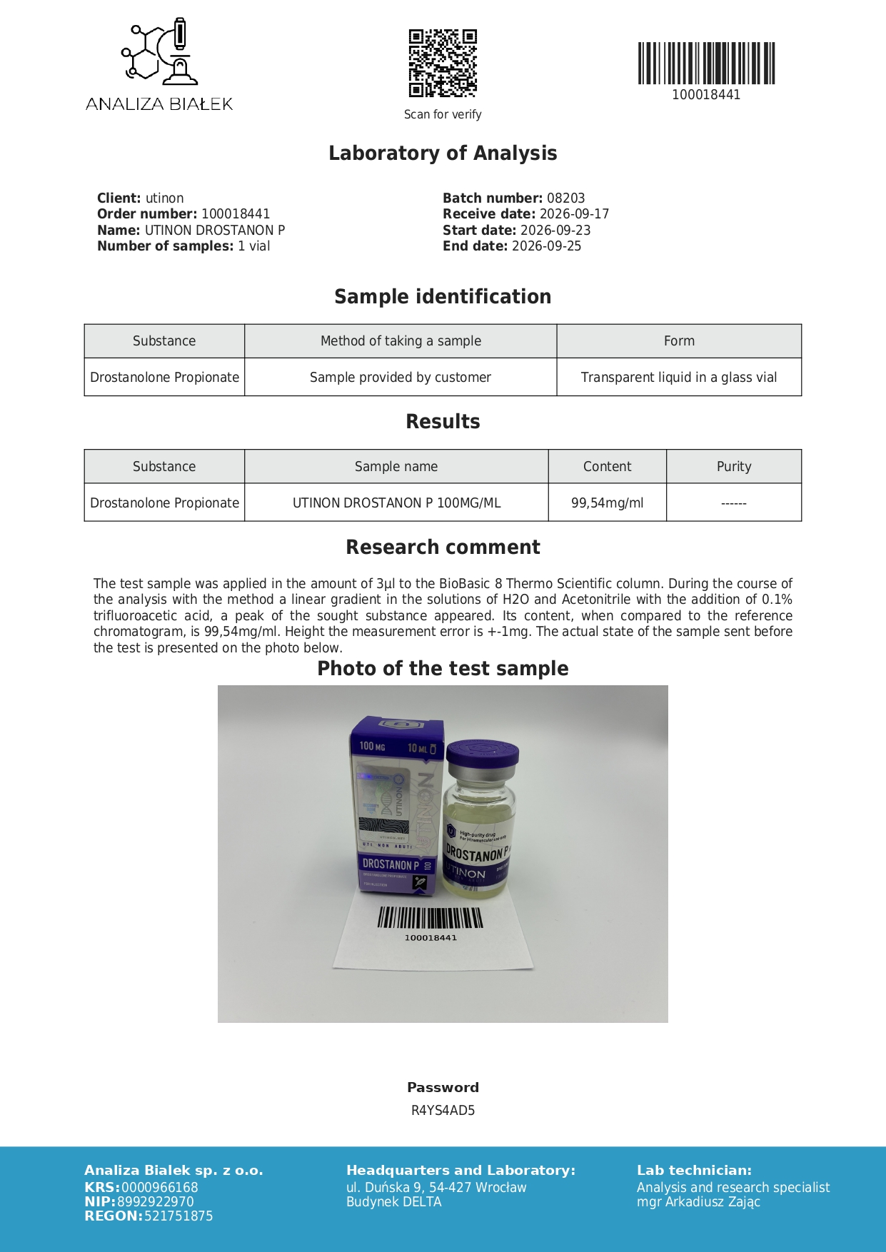 Drostanon P - Drostanalone Propionate 100 mg - 10 ml – Image 2